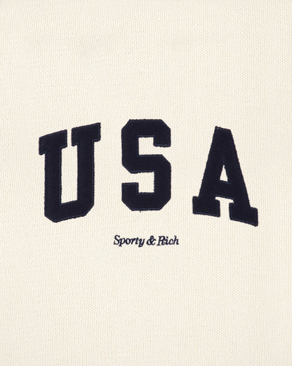 USA Knitted Sweater - Ecru/Navy