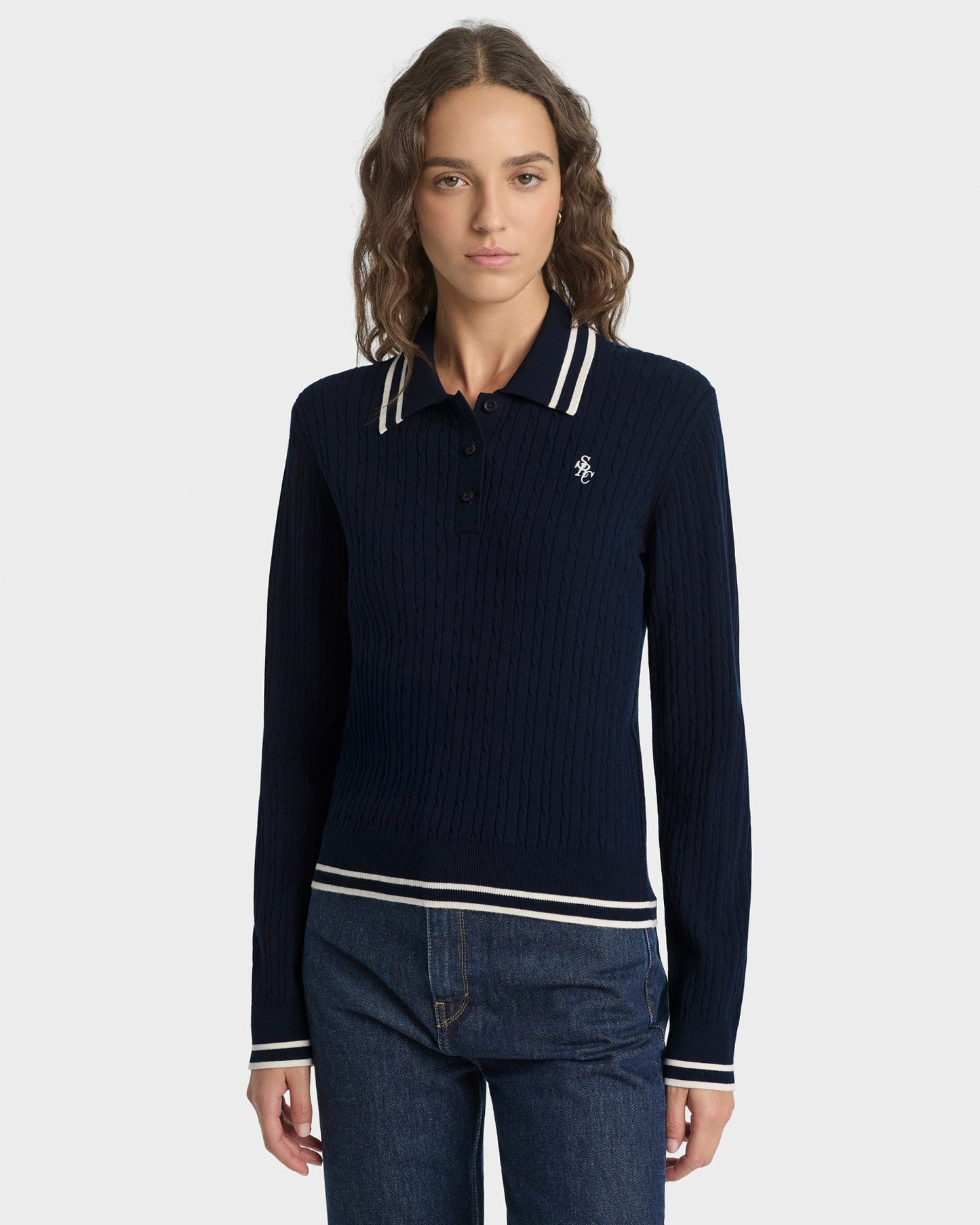 SRC Mini Cable LS Polo - Navy/Ecru