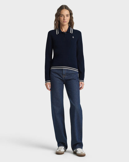 SRC Mini Cable LS Polo - Navy/Ecru