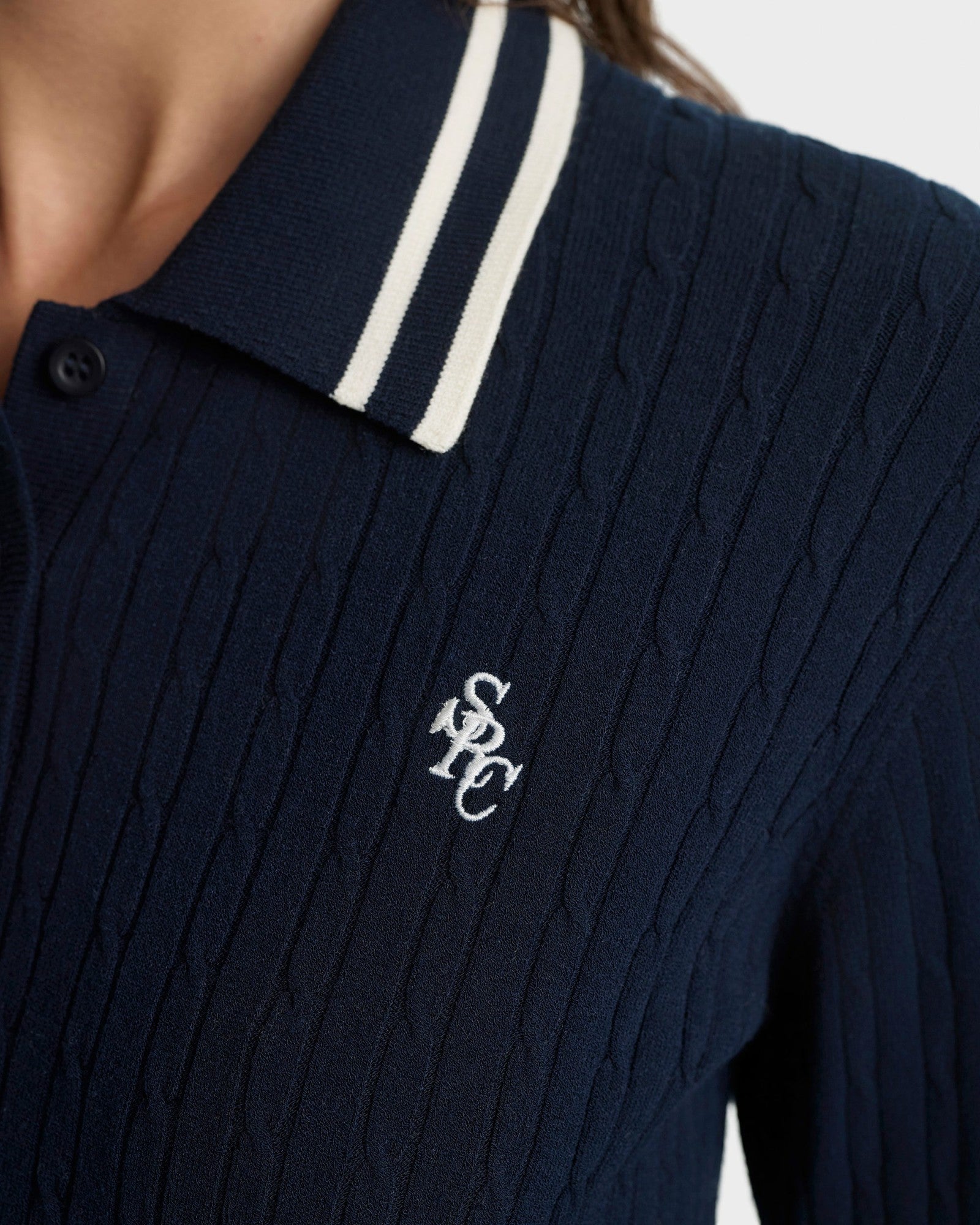 SRC Mini Cable LS Polo - Navy/Ecru