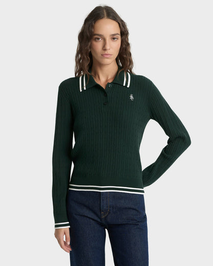 SRC Mini Cable LS Polo - Forest/Ecru