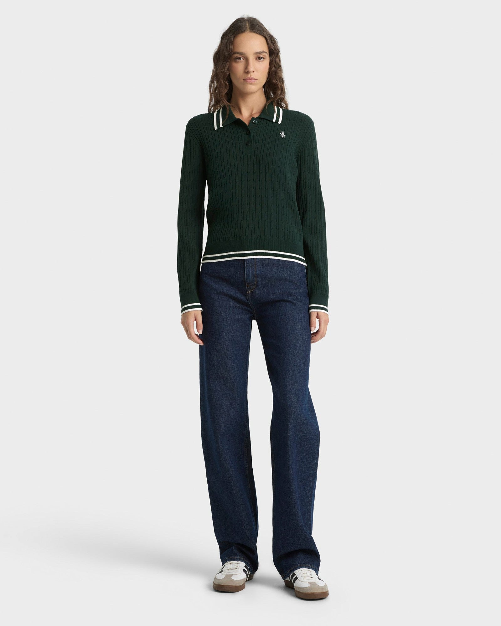 SRC Mini Cable LS Polo - Forest/Ecru