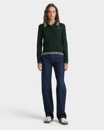 SRC Mini Cable LS Polo - Forest/Ecru