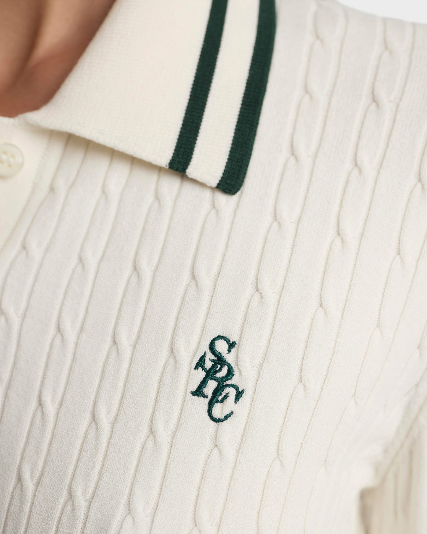 SRC Mini Cable LS Polo - Ecru/Forest