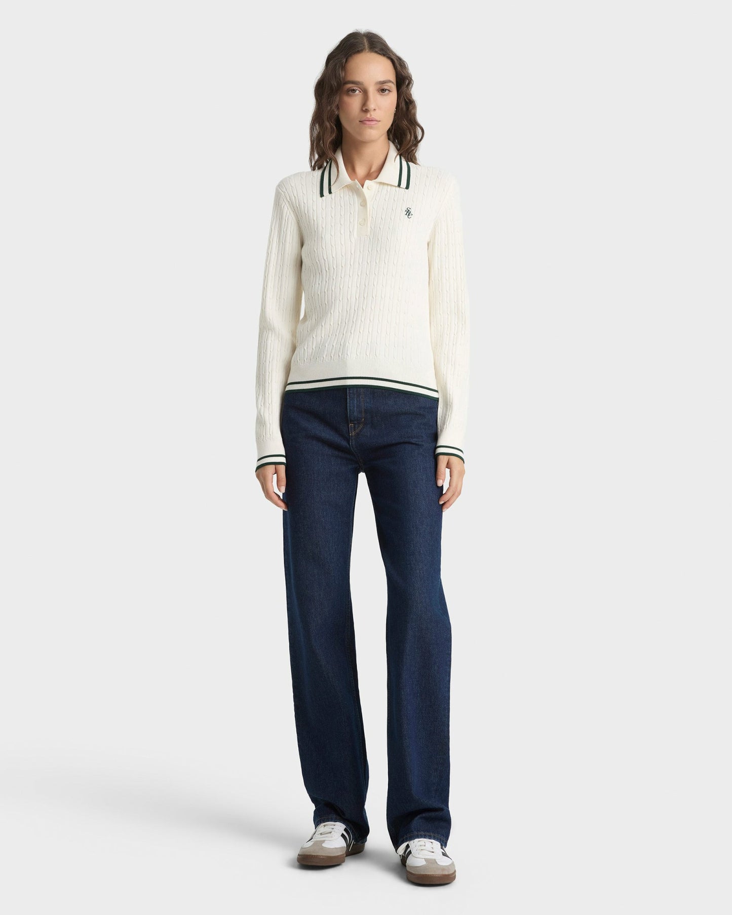 SRC Mini Cable LS Polo - Ecru/Forest