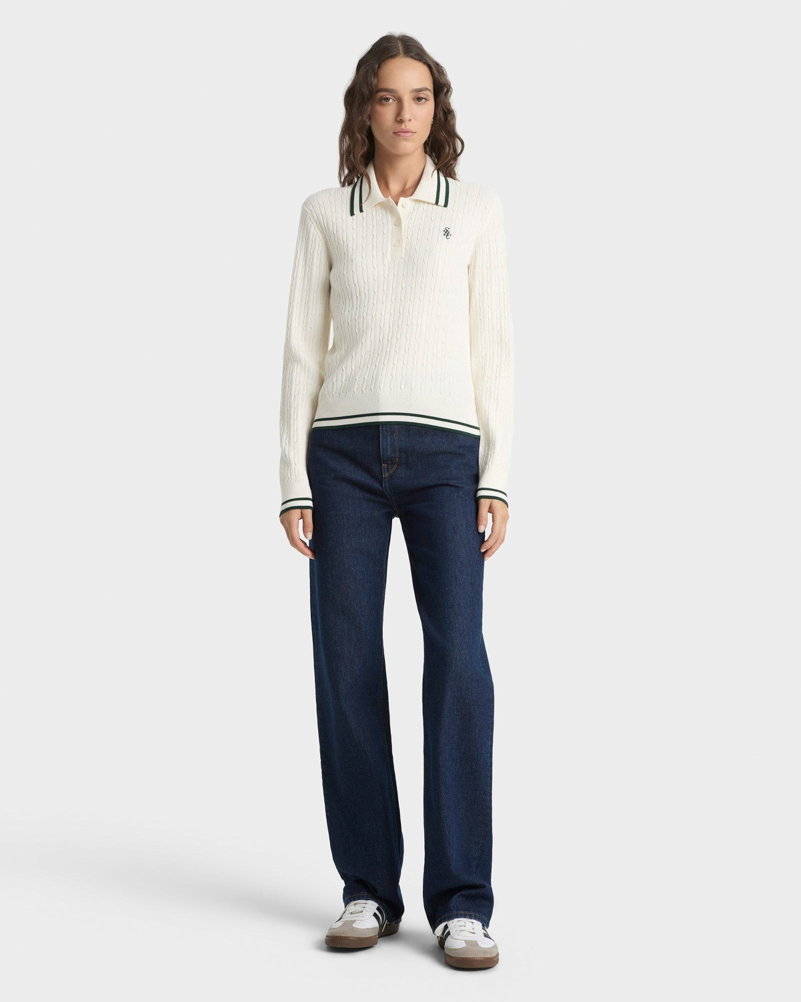 SRC Mini Cable LS Polo - Ecru/Forest