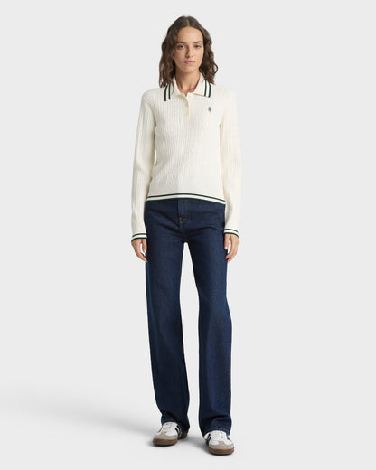 SRC Mini Cable LS Polo - Ecru/Forest