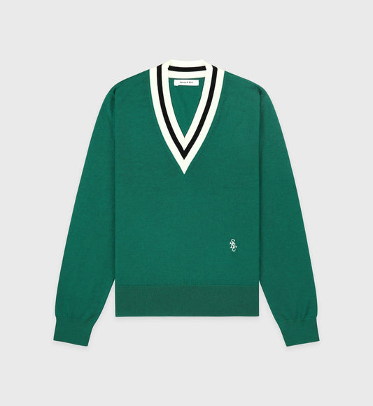 SRC Minimalist V-Neck Sweater - Alpine/Navy/Off White