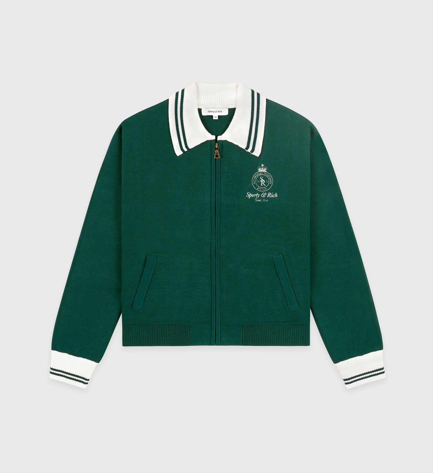 Crown Tennis Zipped Cardigan - Alpine/White