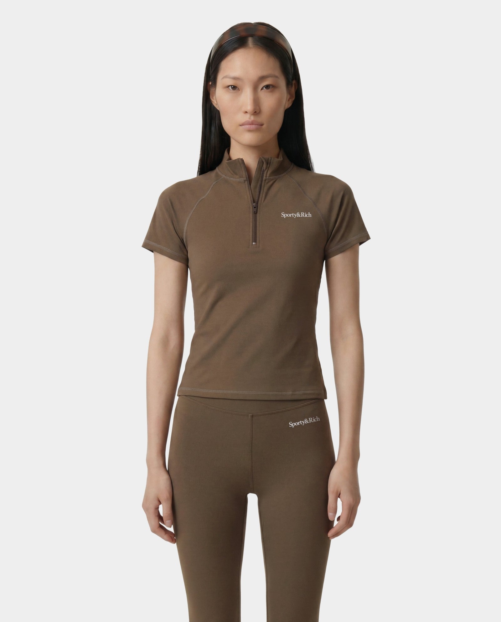 Serif Logo SS Sports Quarter Zip - Sand