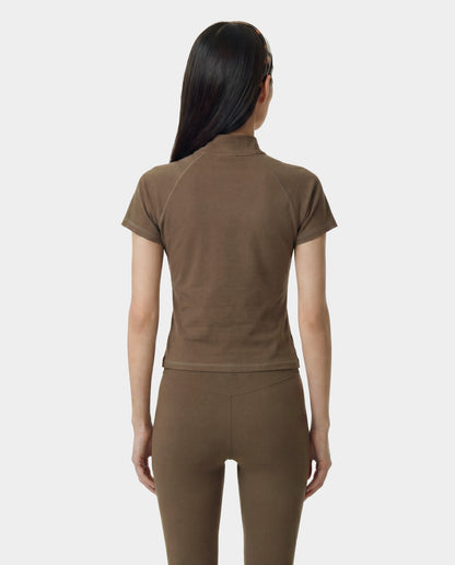Serif Logo SS Sports Quarter Zip - Sand