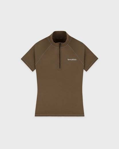 Serif Logo SS Sports Quarter Zip - Sand