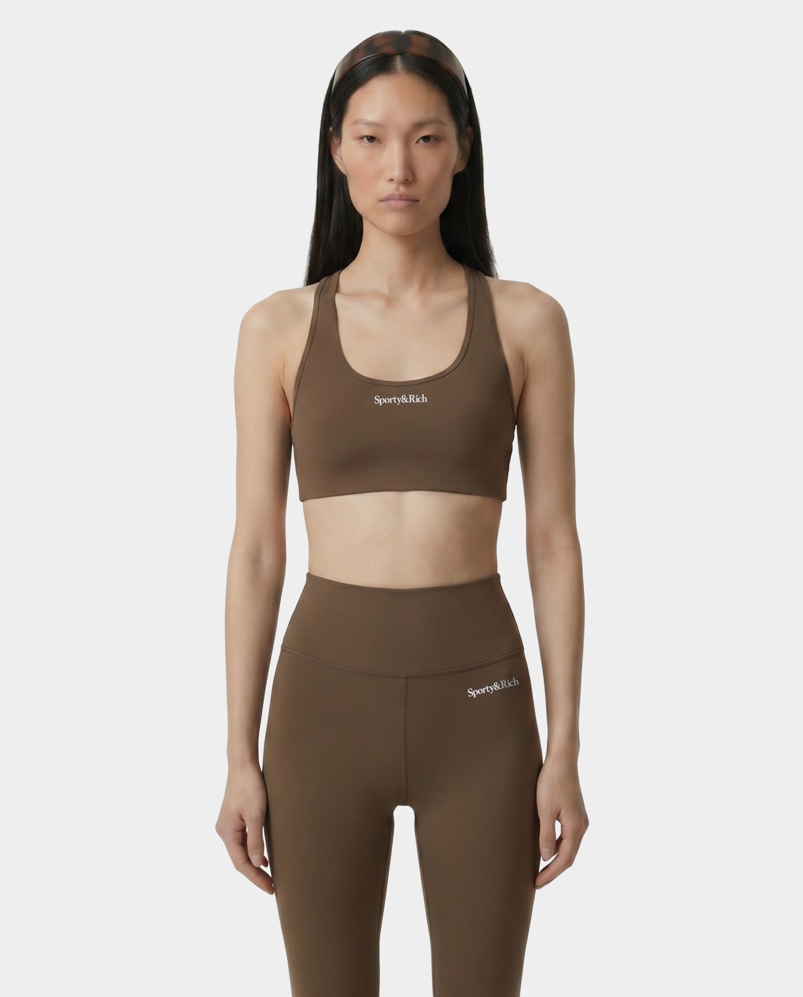 Serif Logo Sports Bra - Sand