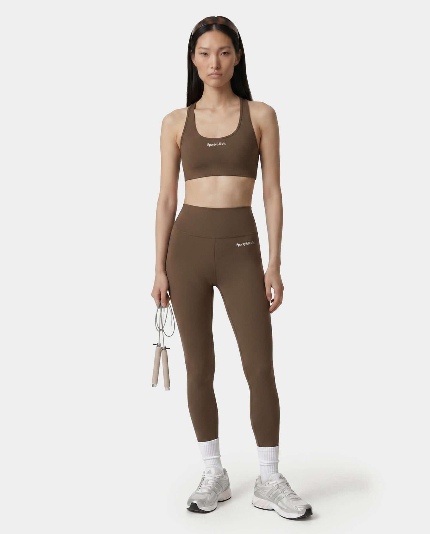 Serif Logo Sports Bra - Sand
