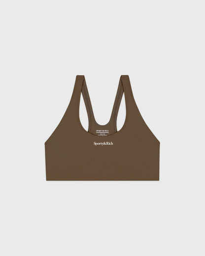 Serif Logo Sports Bra - Sand