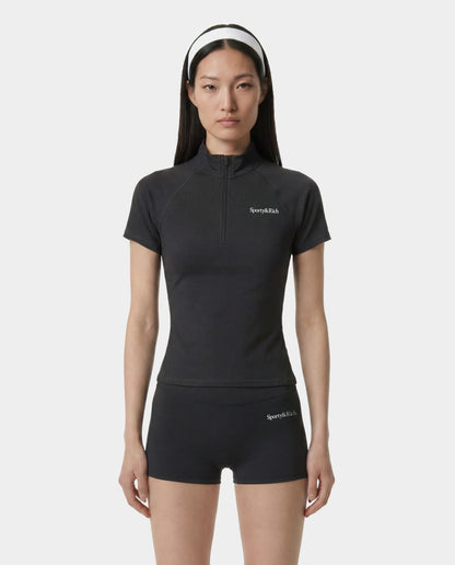 Serif Logo SS Sports Quarter Zip - Carbon