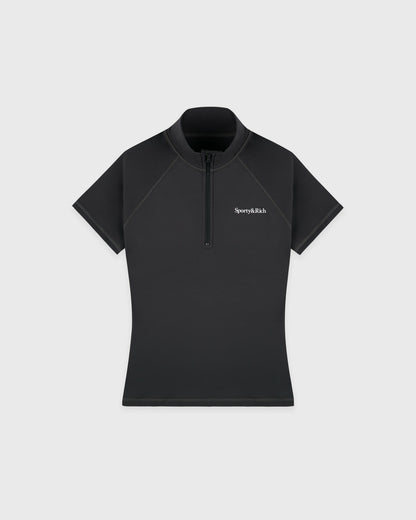 Serif Logo SS Sports Quarter Zip - Carbon