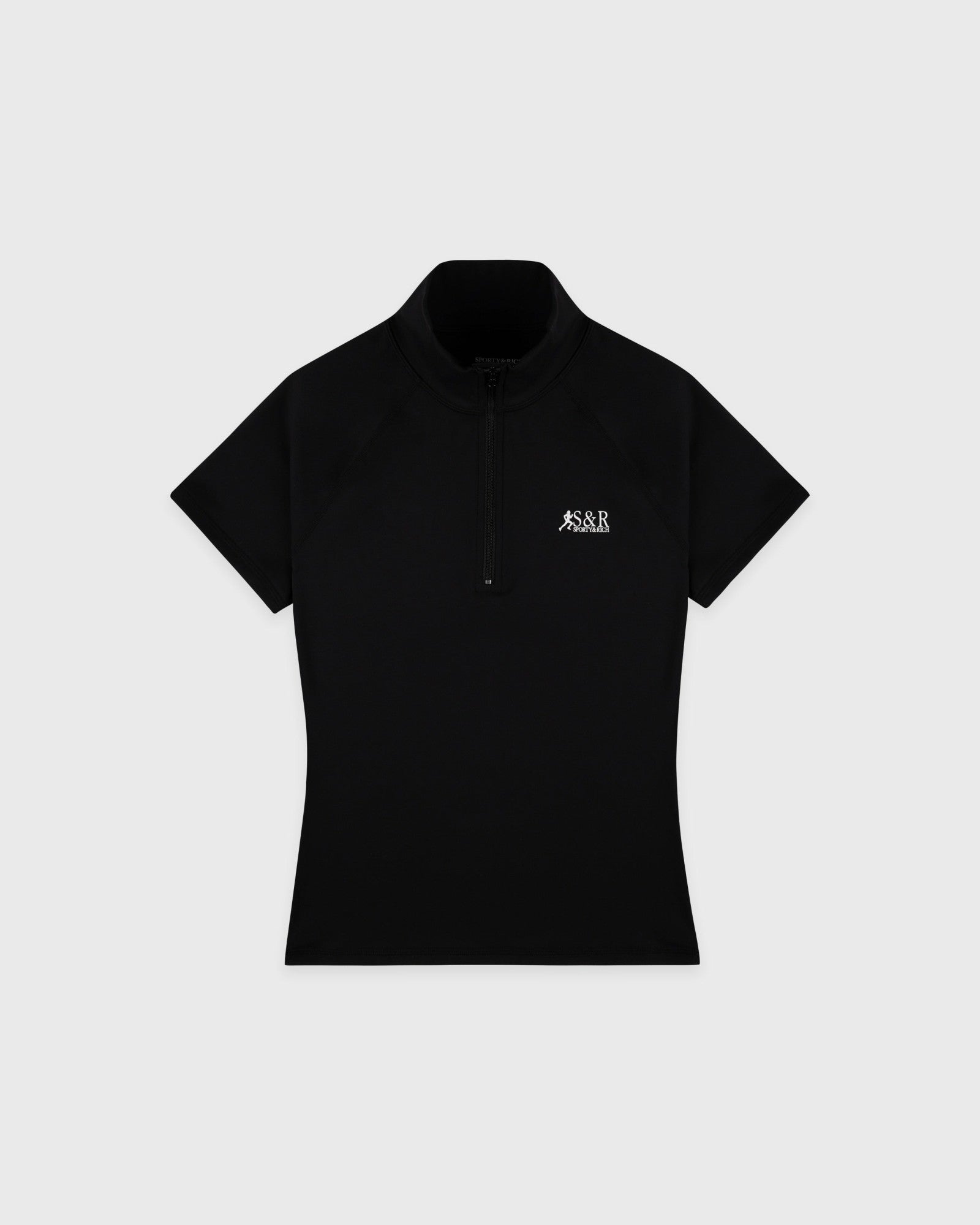 SR Runner Short Sleeve Sports Quarter Zip - Black/White