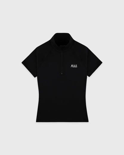 SR Runner Short Sleeve Sports Quarter Zip - Black/White