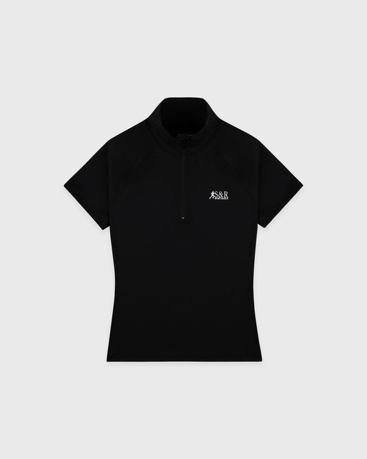 SR Runner Short Sleeve Sports Quarter Zip - Black/White