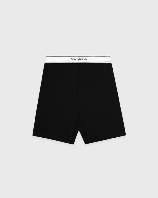 Serif Logo Biker Short - Black/White