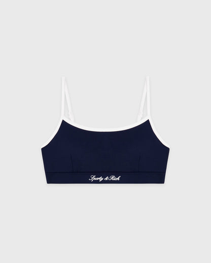 Signature Logo Athletic Bra - Navy/White