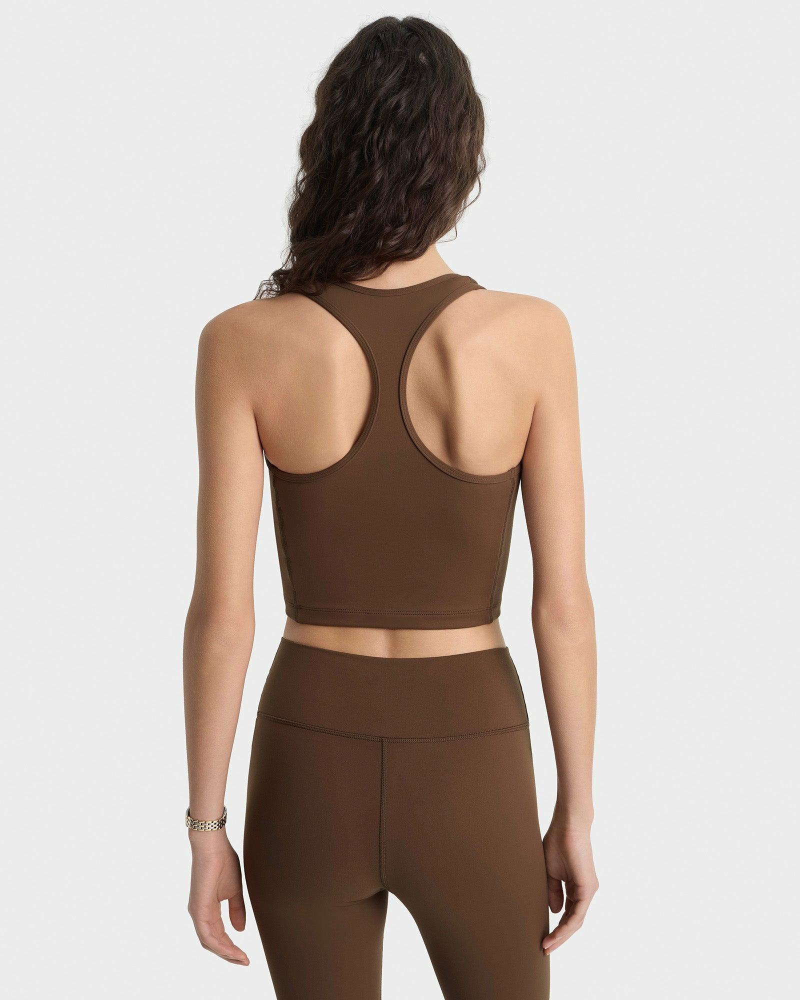 Serif Logo Sports Tank - Toffee/White