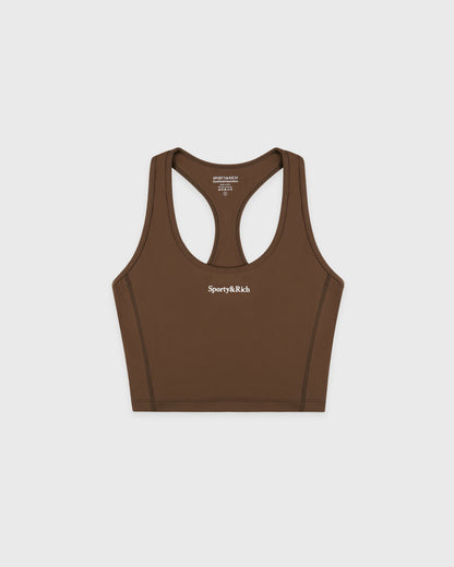 Serif Logo Sports Tank - Toffee/White