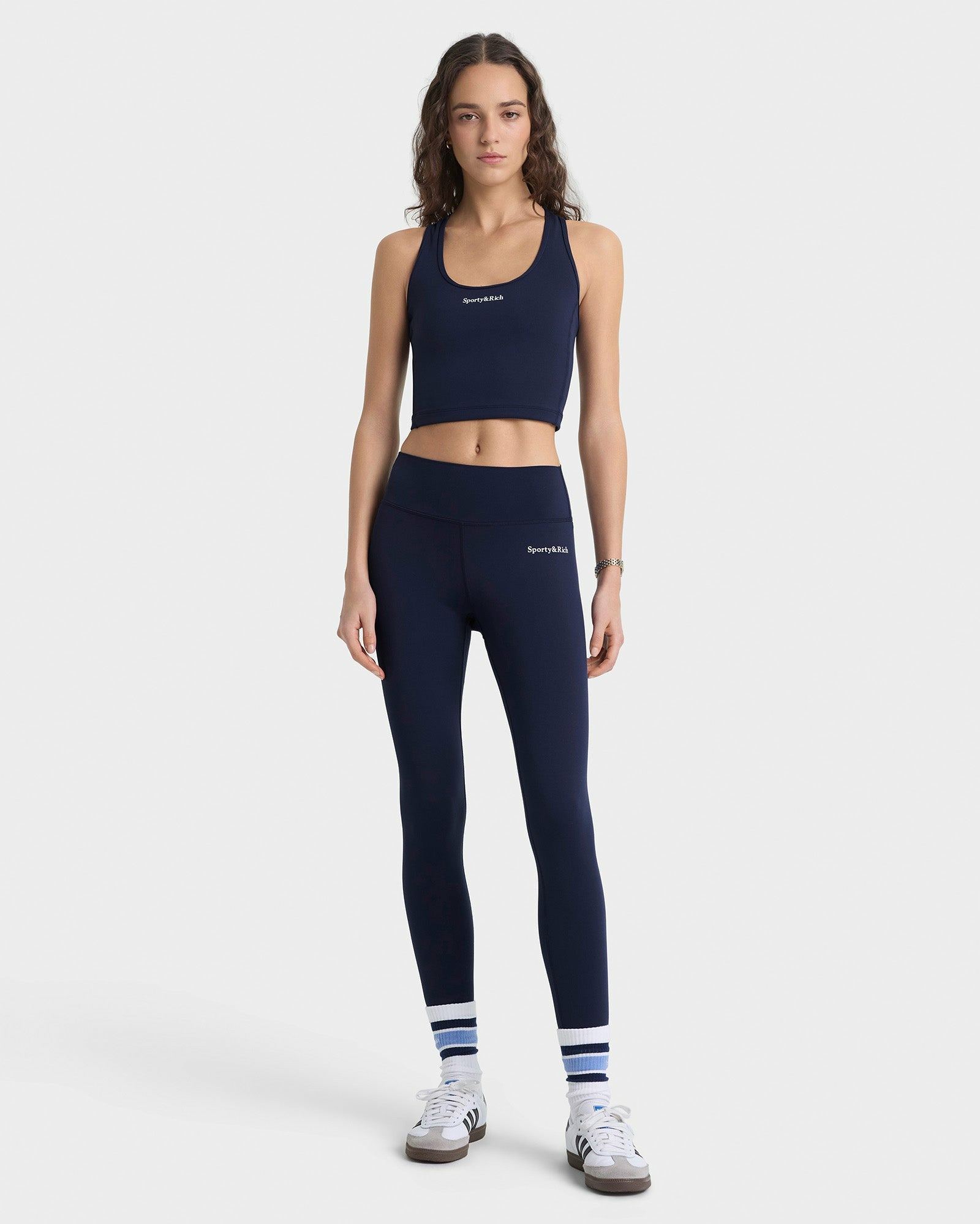 Serif Logo Sports Tank - Navy/White