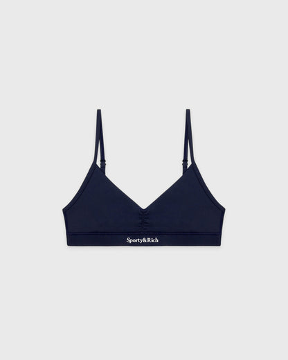 Serif Logo Mini Sports Bra - Navy/White