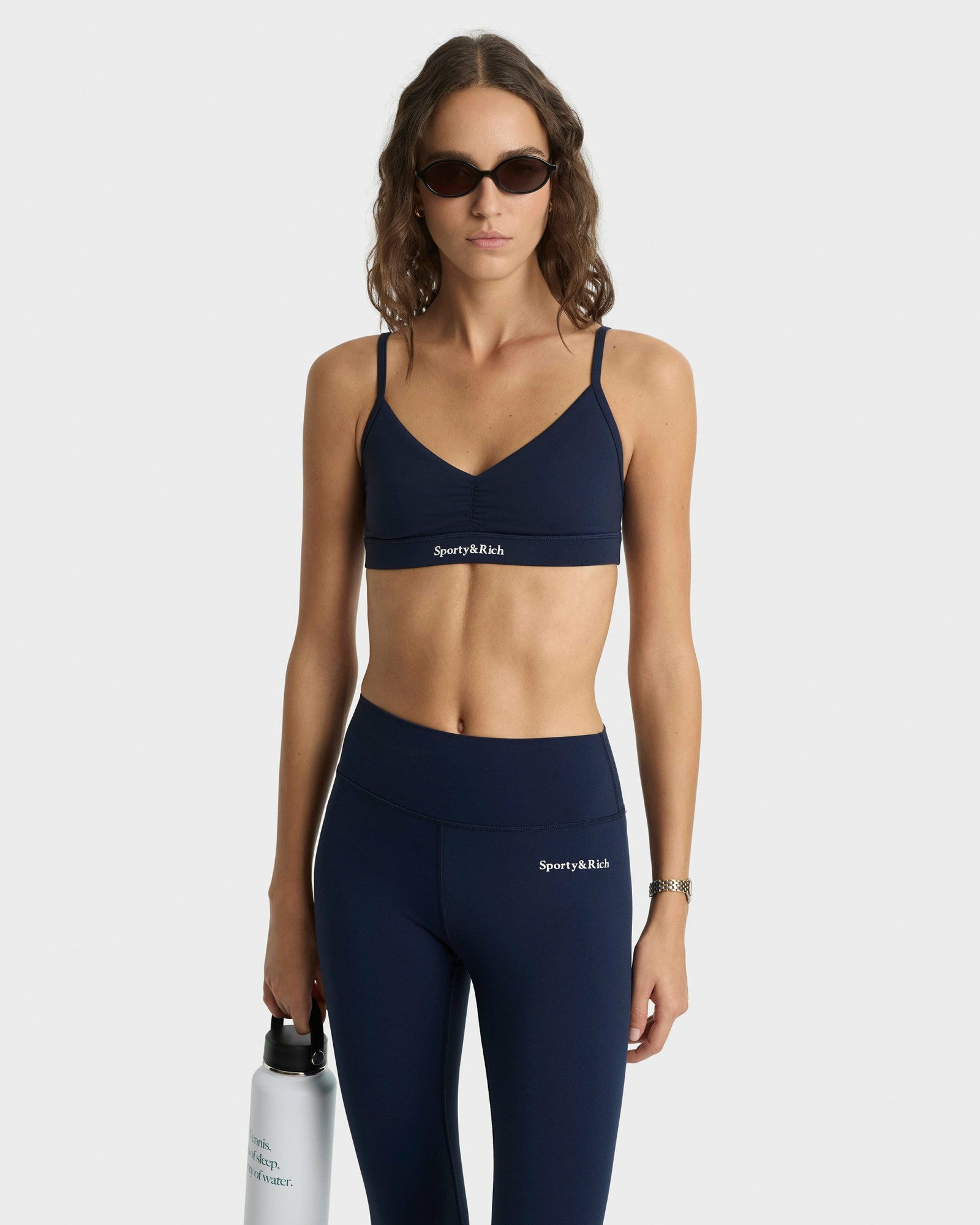 Serif Logo Legging - Navy/White