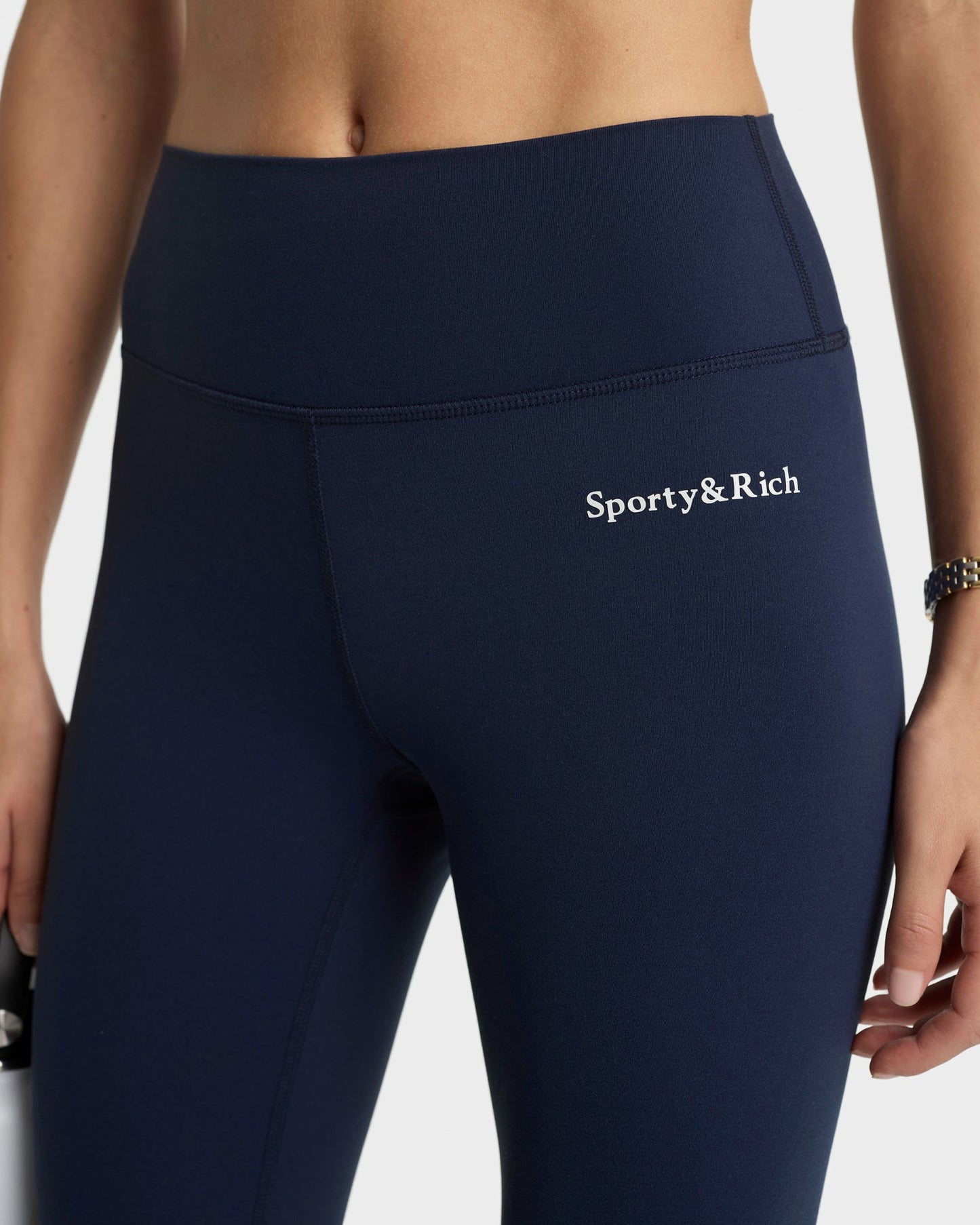 Serif Logo Legging - Navy/White