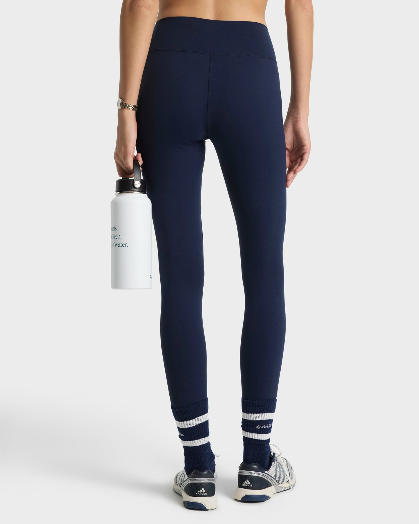 Serif Logo Legging - Navy/White