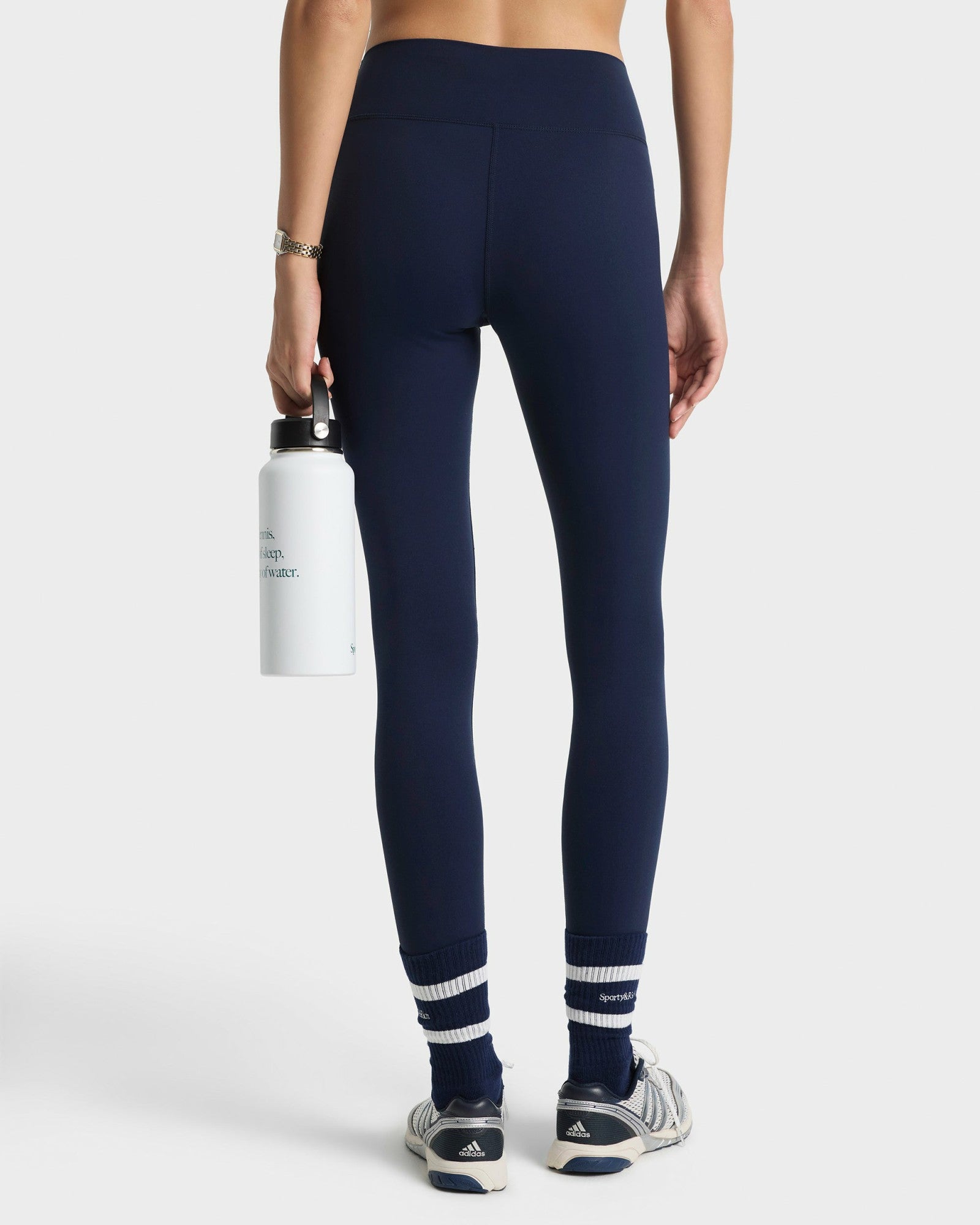 Serif Logo Legging - Navy/White