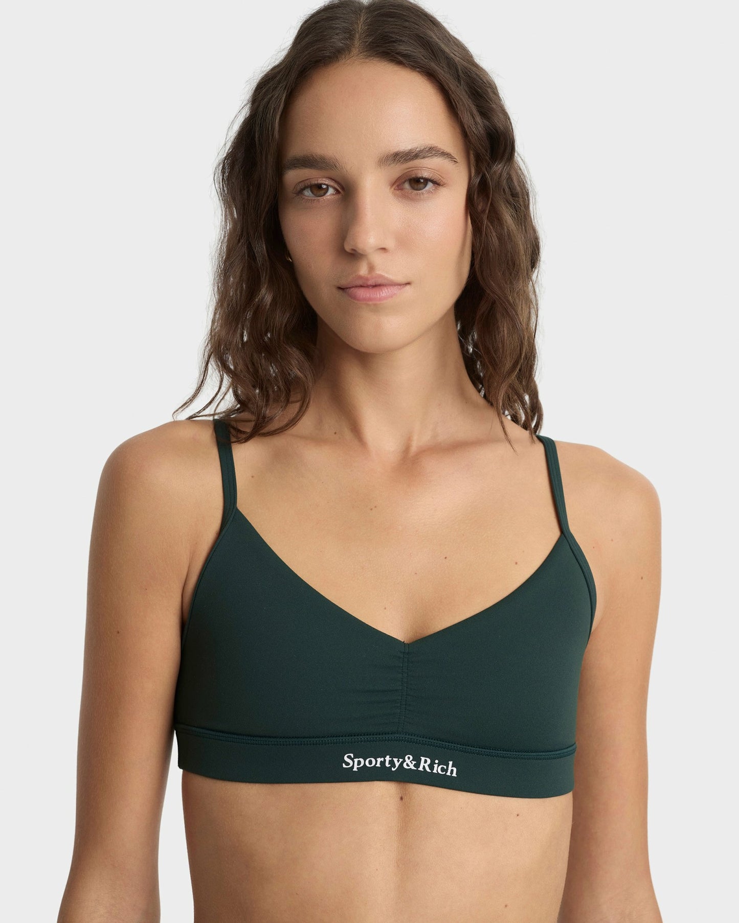 Serif Logo Mini Sports Bra - Forest/White