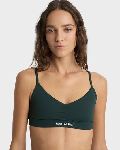 Serif Logo Mini Sports Bra - Forest/White
