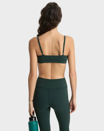 Serif Logo Mini Sports Bra - Forest/White