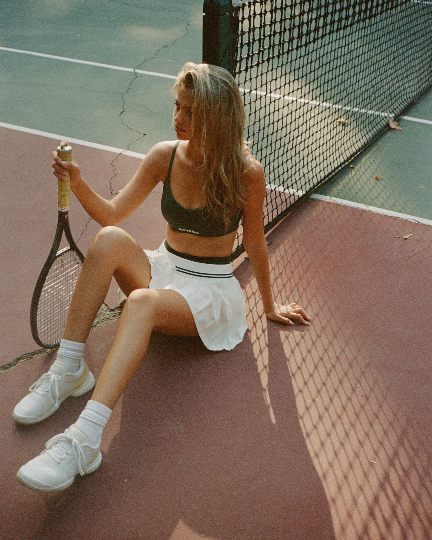 Serif Logo Mini Sports Bra - Forest/White