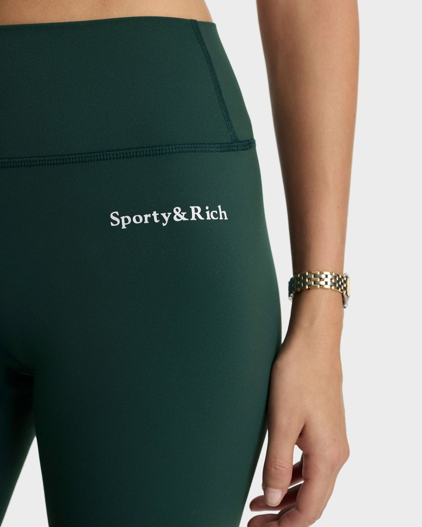 Serif Logo Legging - Forest/White