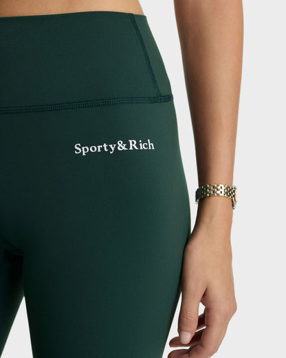 Serif Logo Legging - Forest/White