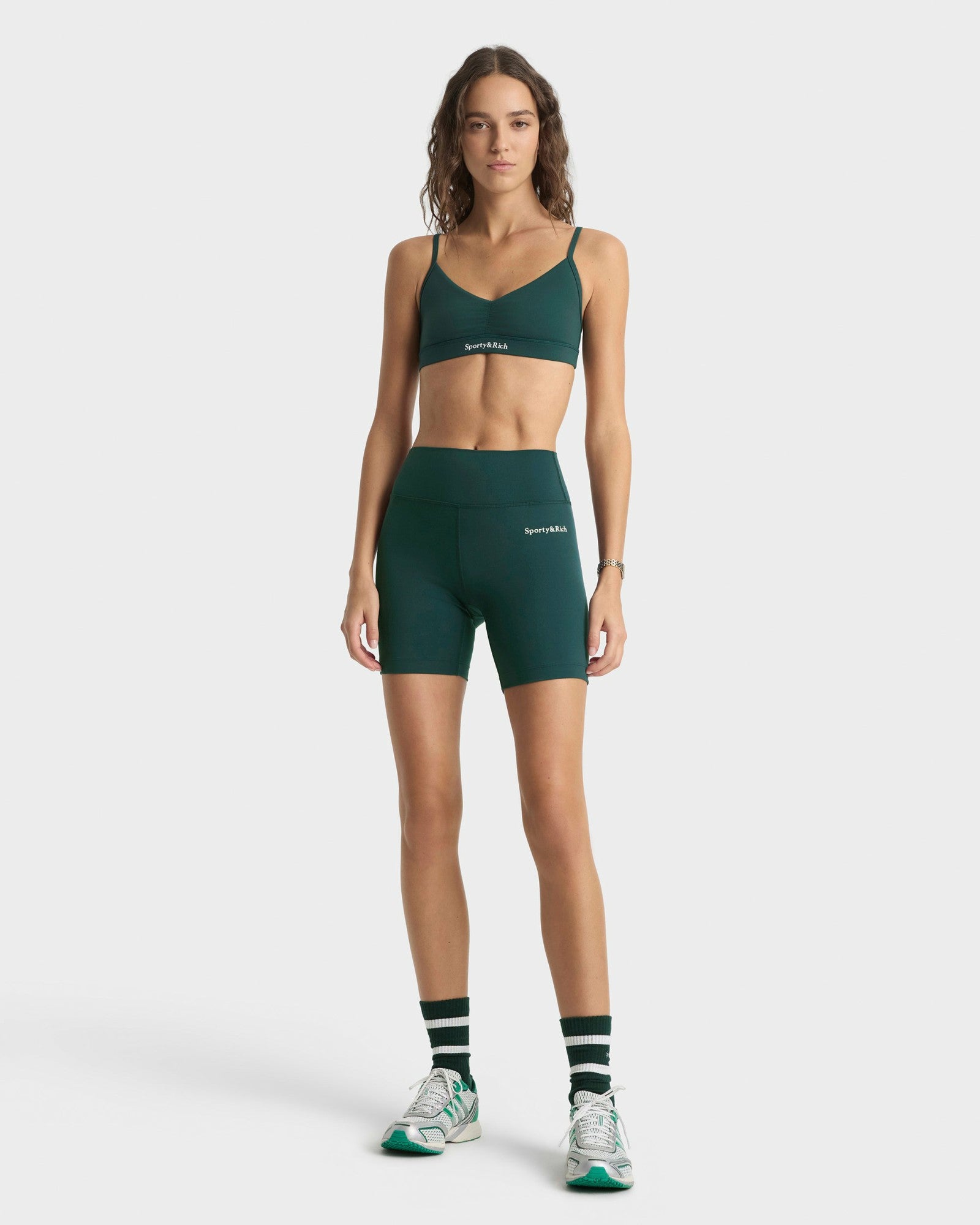 Serif Logo Biker Short - Forest/White