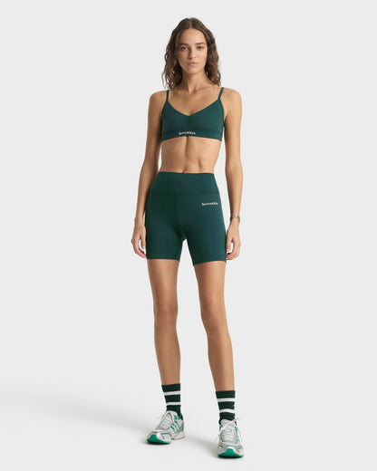 Serif Logo Biker Short - Forest/White