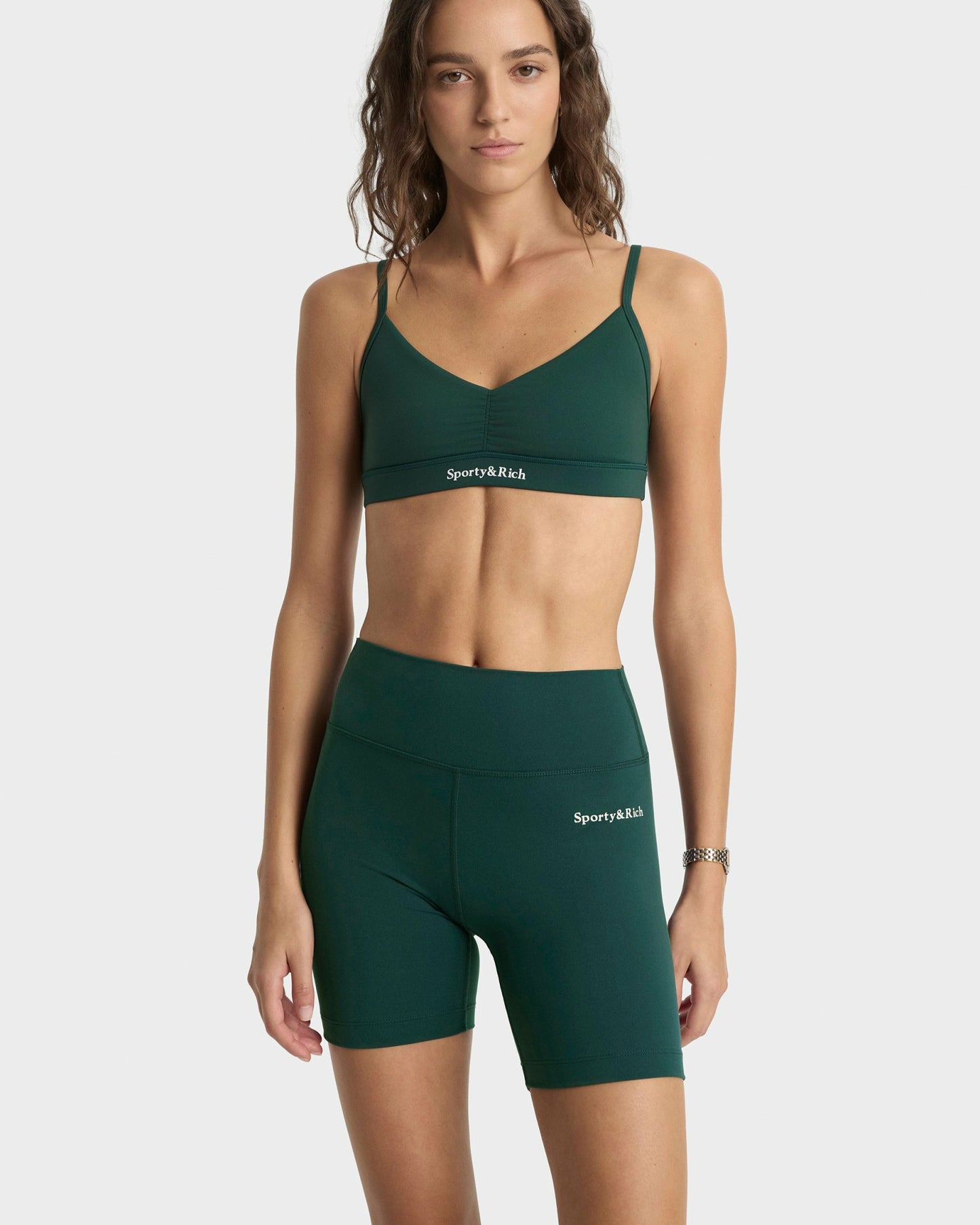 Serif Logo Biker Short - Forest/White