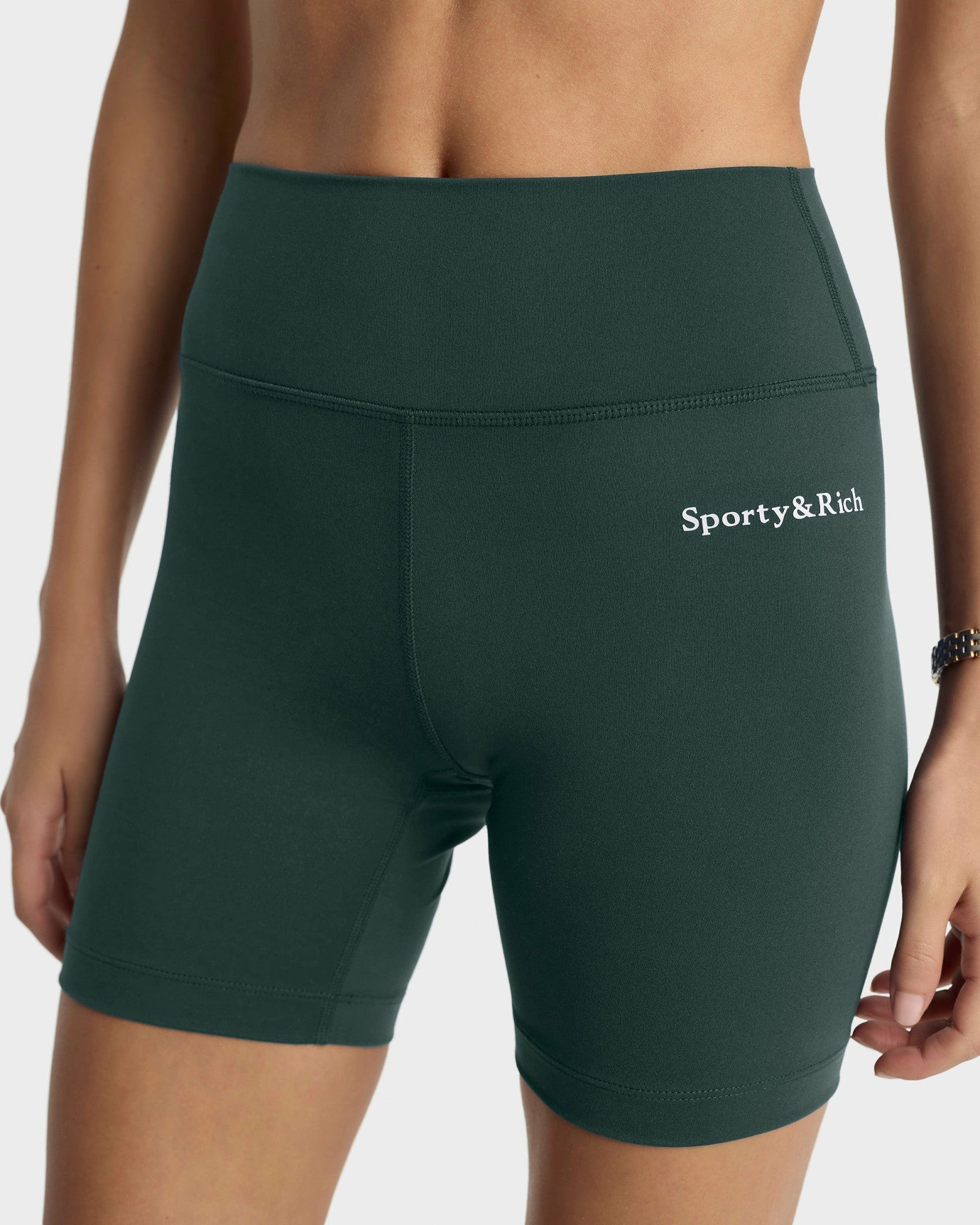 Serif Logo Biker Short - Forest/White