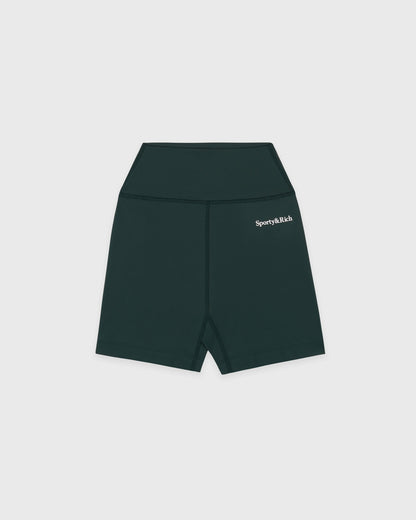 Serif Logo Biker Short - Forest/White
