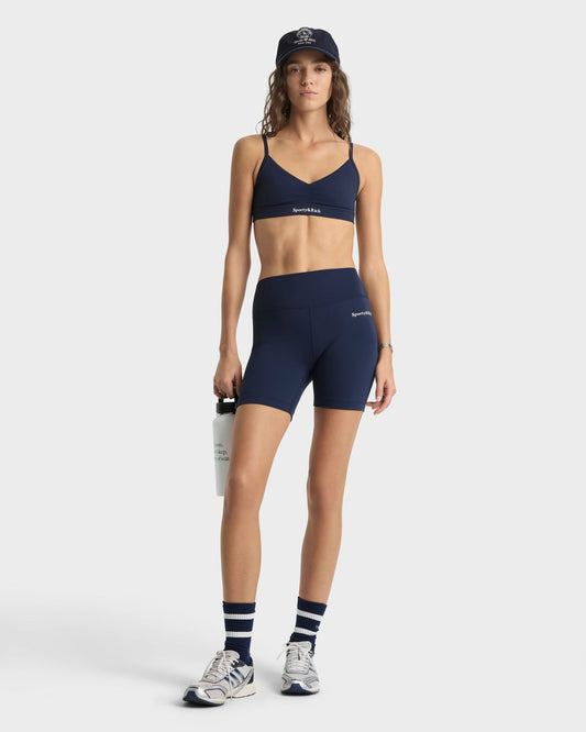 Serif Logo Biker Short - Navy/White