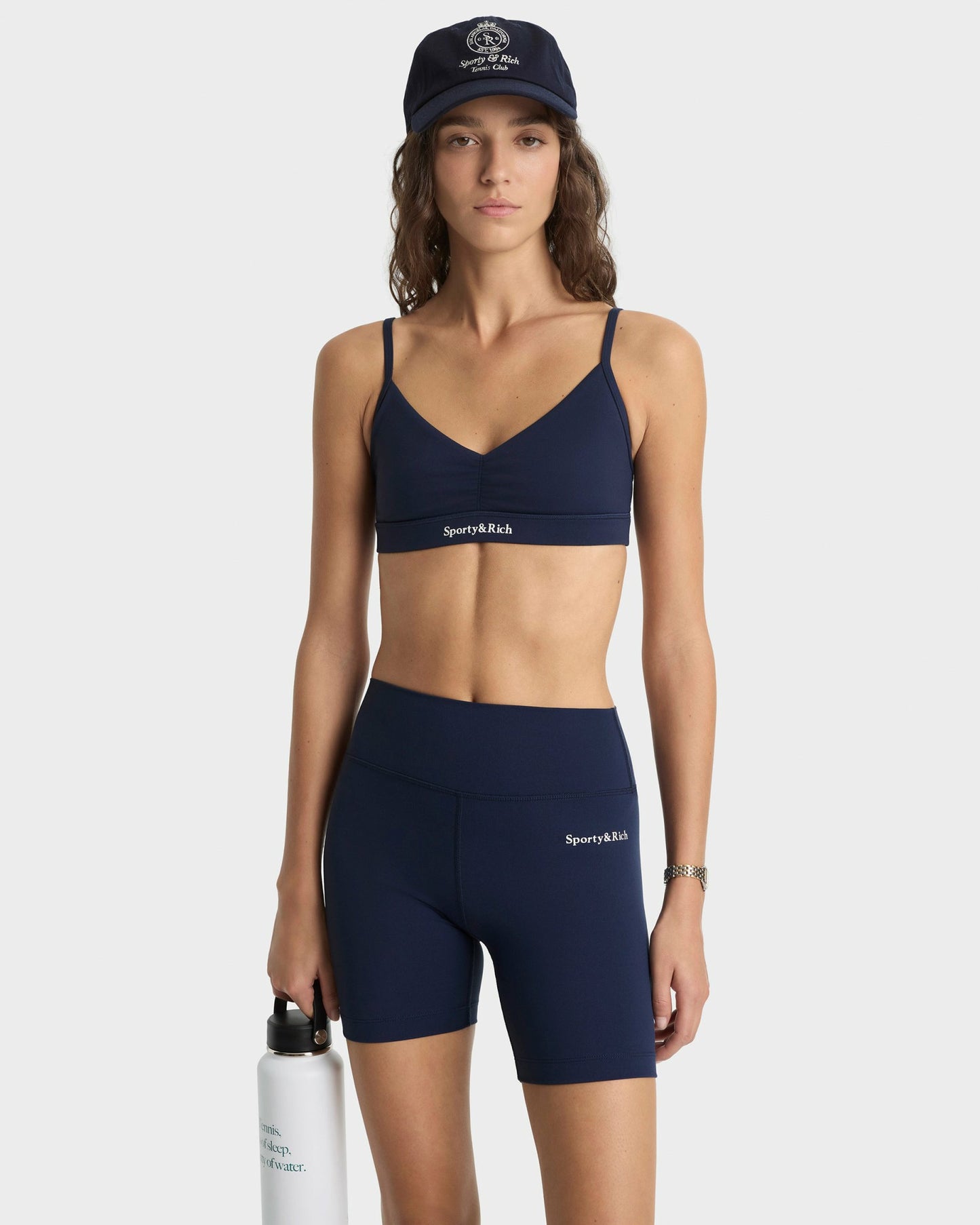Serif Logo Biker Short - Navy/White
