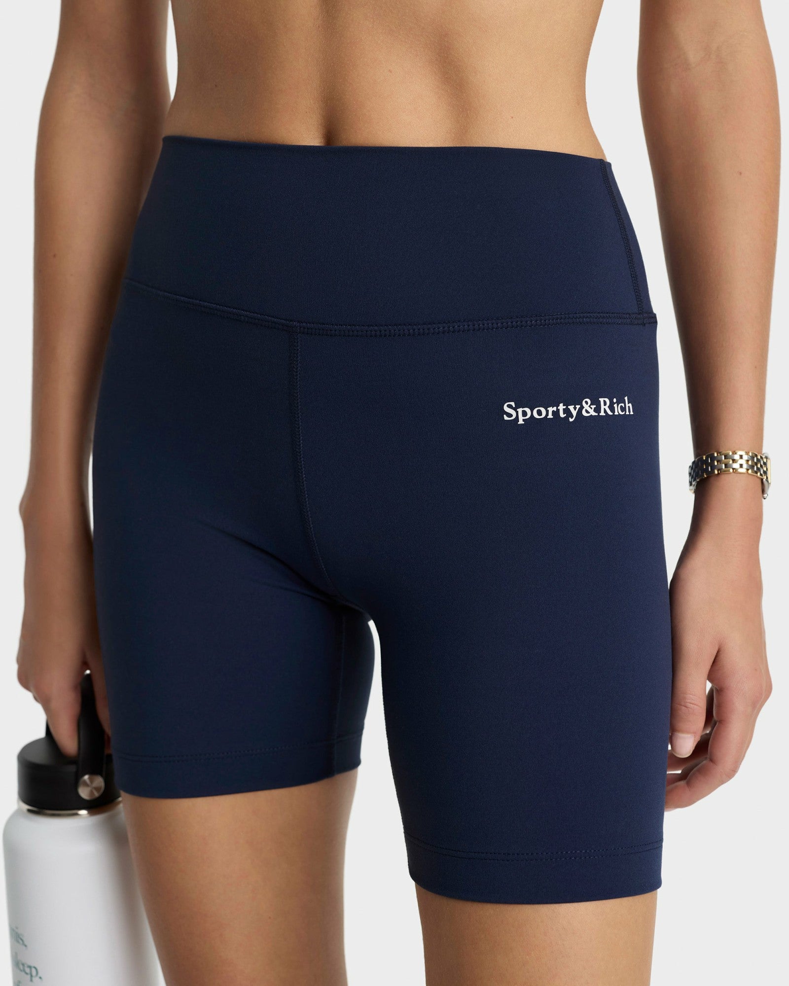 Serif Logo Biker Short - Navy/White