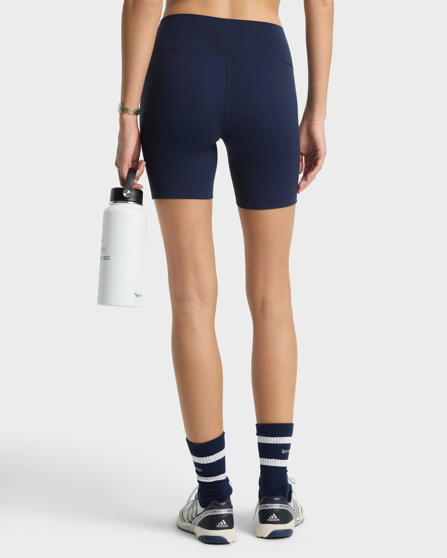 Serif Logo Biker Short - Navy/White