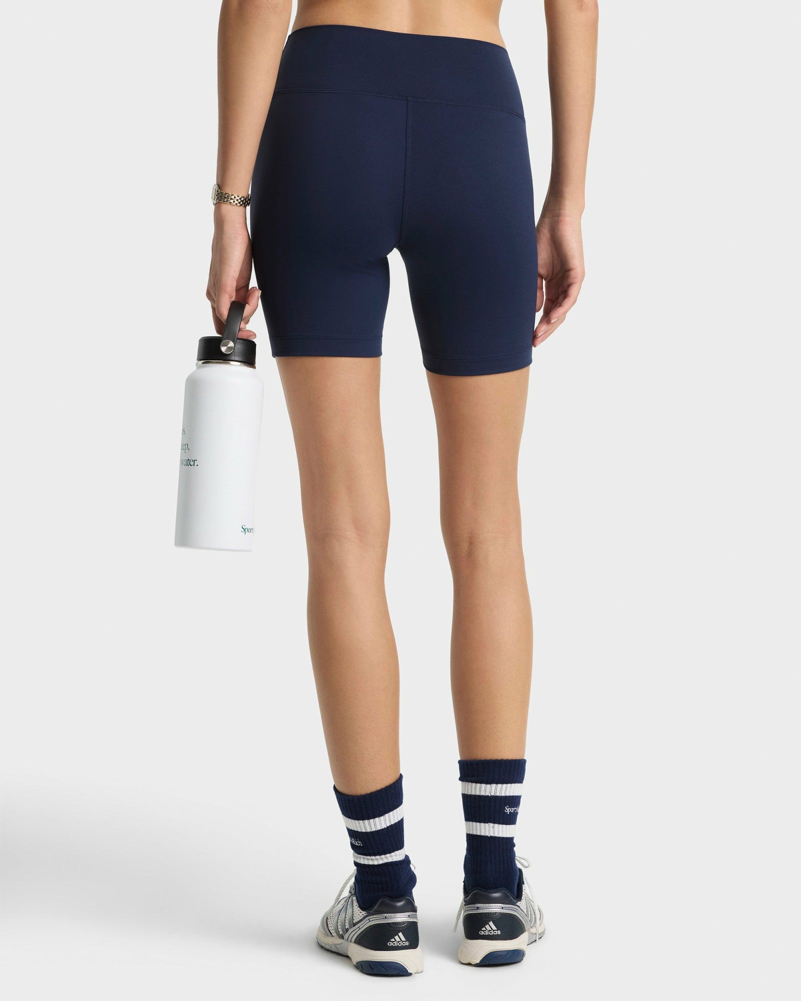 Serif Logo Biker Short - Navy/White